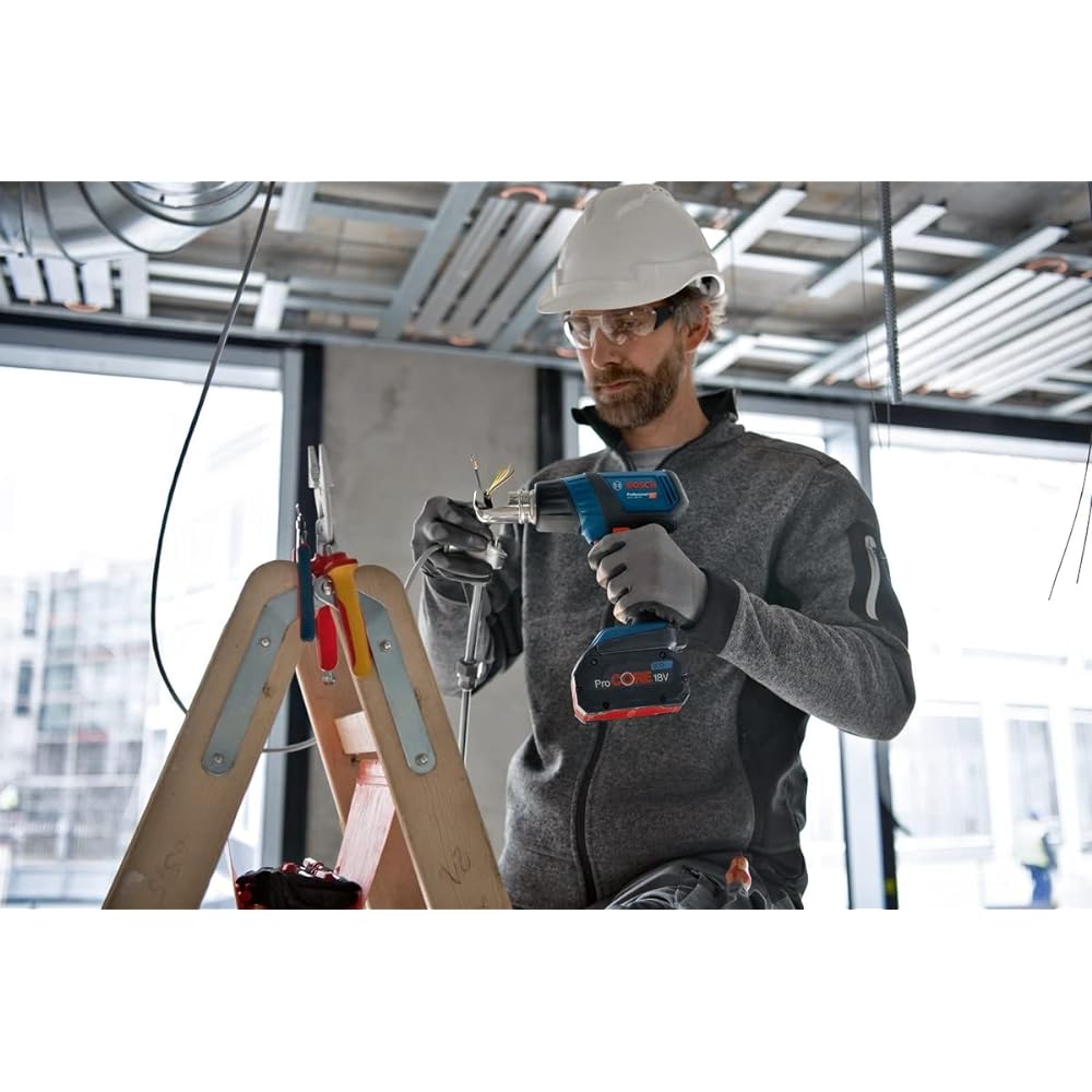 BOSCH Professional 18V Cordless Hot Air Gun (Body only, charger, battery sold separately, tip nozzle PHG-N2 x 1, PHG-N5 x 1 included) GHG18V-50H Blue
