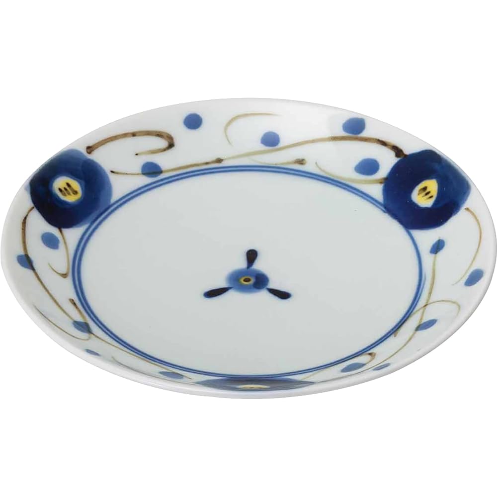 Hasamiyaki large plate, plate, approx. 23 x 22 cm, pair, presented in box, hand-painted, old dyed crest, octagonal, made in Japan 20581
