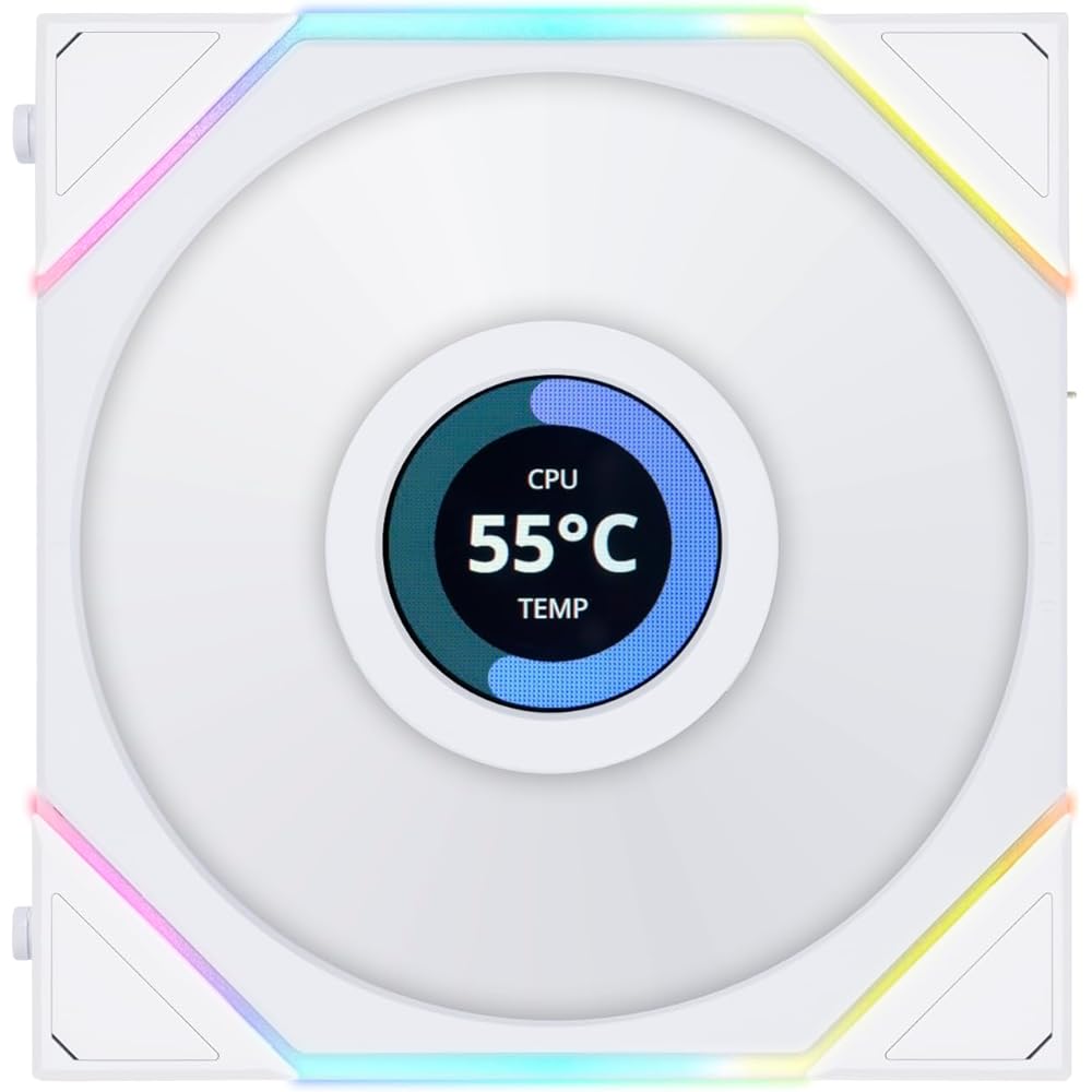 LIANLI Case Fan UNI FAN TL LCD 120 Reverse Blade WT Single Pack Blade Reversal Model Equipped with 1.6 inch LCD Screen Daisy Chain Connection Infinity Mirror Side Frame Japanese Authorized Distributor Product