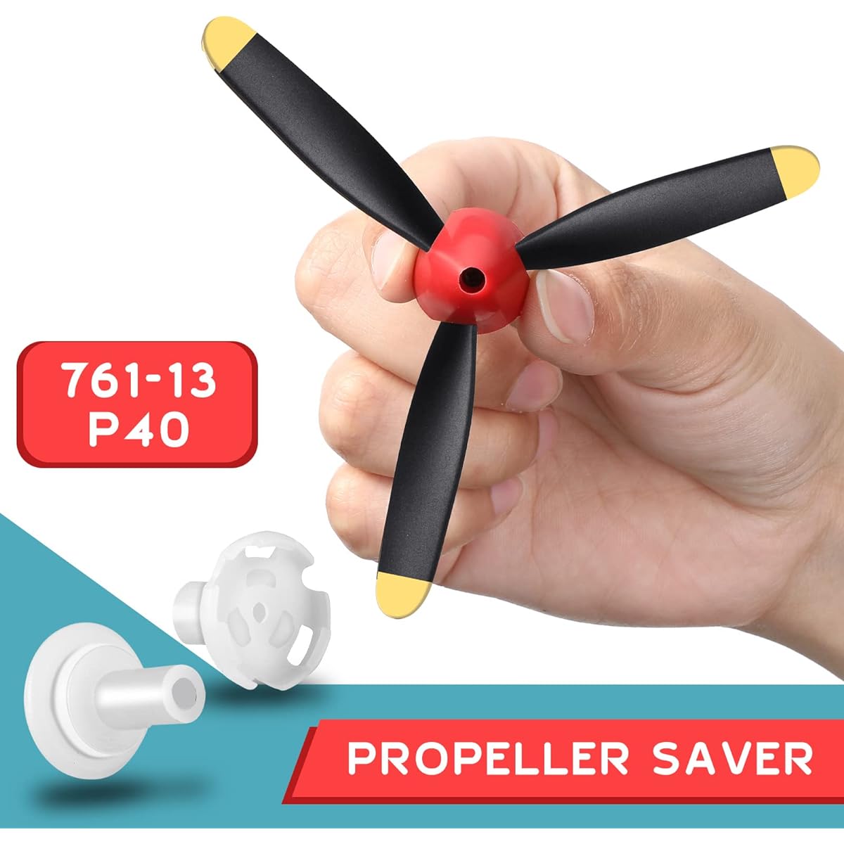 Outus 3 Sets Spare RC Airplane Propellers 3 Blade Propellers for P40 Fighter Remote Control Plane 761-13 RC Airplane Carbon Fiber Nose Cone with Propeller Saver and Adapter