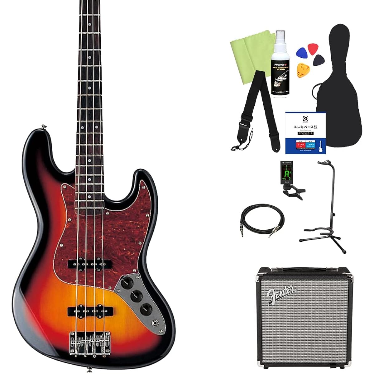 Photogenic JB-240 SB Bass Beginner 12-piece Set [Fender Amplifier Included] Jazz Bass Type Photogenic
