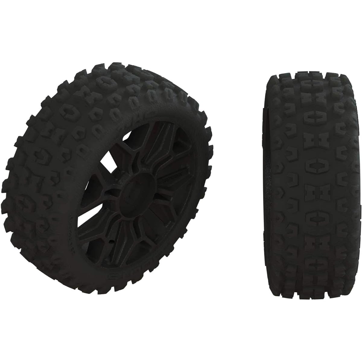 ARRMA 1/8 2HO Front/Rear 3.3 Pre-Mounted Tires 17mm Hex Black (2) ARA550057