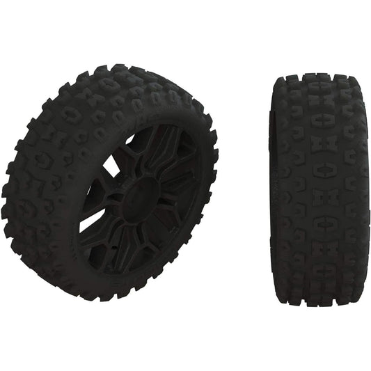 ARRMA 1/8 2HO Front/Rear 3.3 Pre-Mounted Tires 17mm Hex Black (2) ARA550057