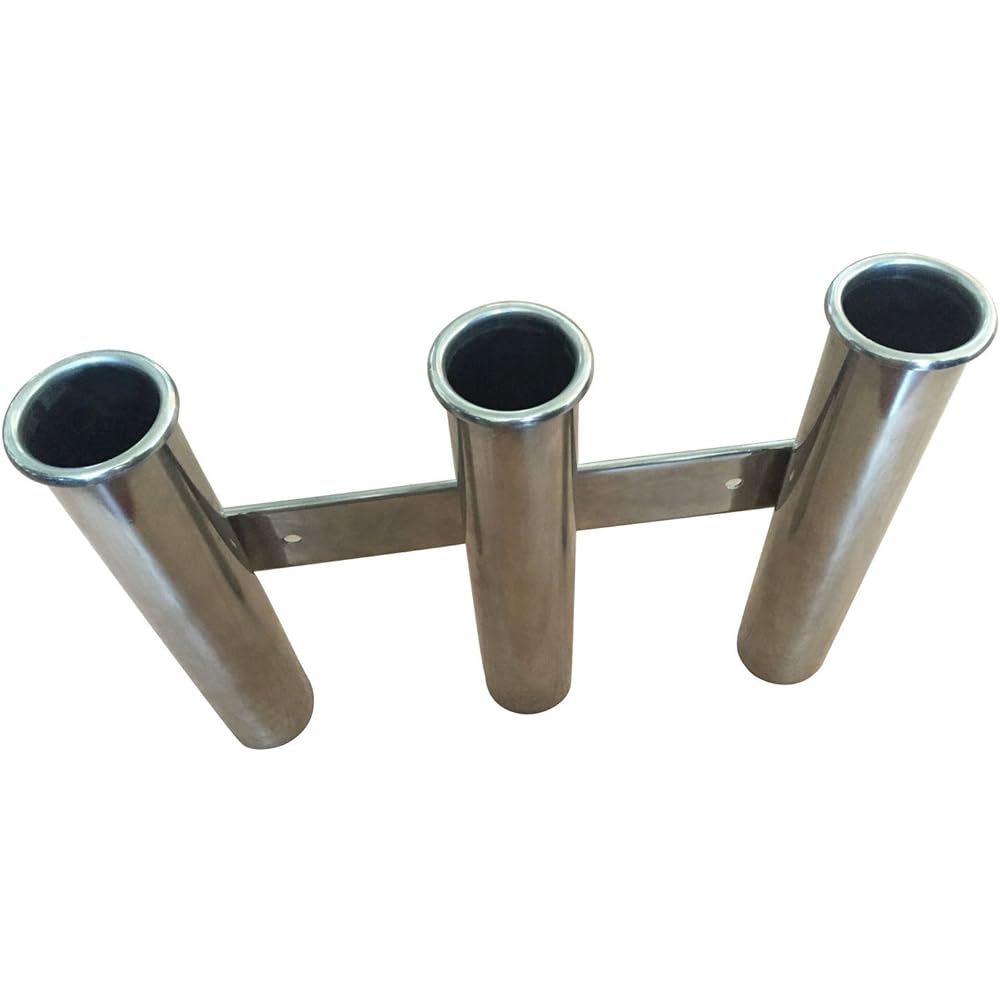 NUZAMAS Fishing Rod Holder Marine Grade Stainless Steel 3 Tube Rack Boat Yacht Side Mount Heavy Duty