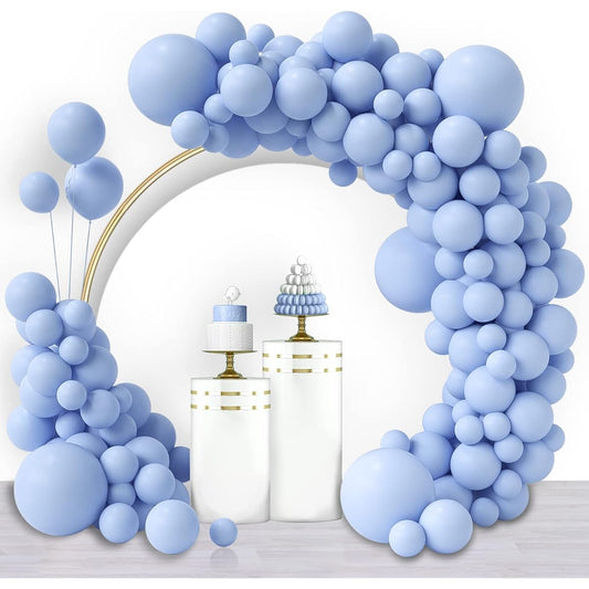 100pcs Pastel Blue Balloons, Light Blue Balloon Garland Arch Kit, 5/10/12/18inch Baby Blue Balloons for Gender Reveal Wedding Birthday Party Anniversary Baby Shower Decorations