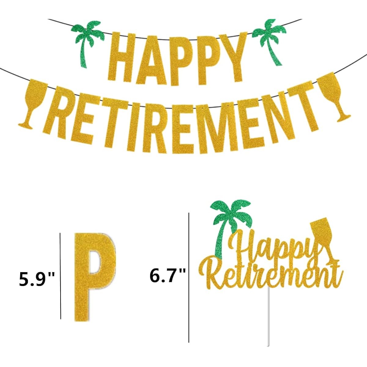 Beach Retirement Party Decorations Happy Retirement Party Banner Happy Retirement Cake Topper Coconut Plum Balloons Wine Goblet Cup Balloons Retirement Party Supplies