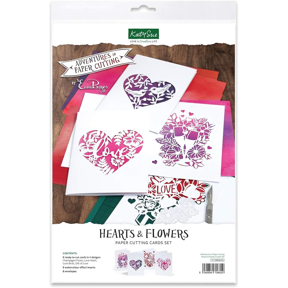 Paper Cutting Adventures | Heart & Flower Card Set | 4 Amazing Ready-to-Cut Designs | Designed by Emma Boyes