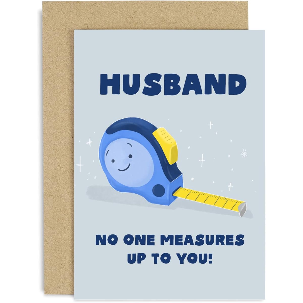 Old English Co. Fun Birthday Card for Husband - "No One Measure Up To You" DIY Handyman Anniversary Card - Valentine's Day Card for Men - Birthday Card from Wife | Blank with Envelope
