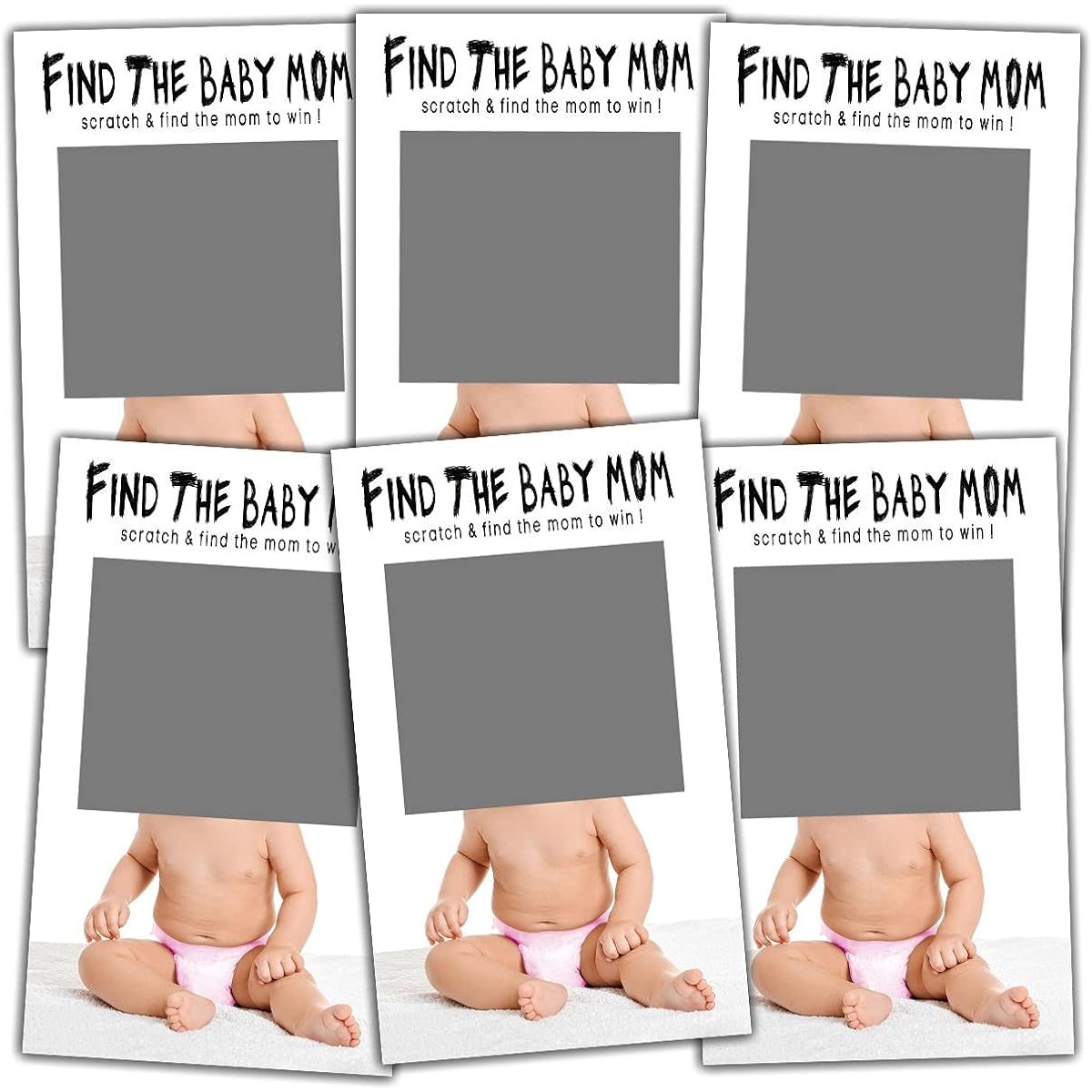 Baby Shower Game - "Find the Baby Dad" Scratch-off Celebrity Cards, Baby Shower Party Game Supplies - 36 Cards (MA01-baiR)