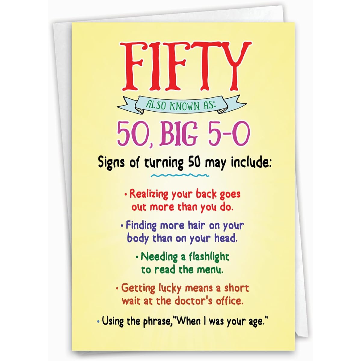 NobleWorks Turning Fifty - Milestone Birthday Greeting Card with Envelope (4.63 x 6.75 inches) - C9273MBG