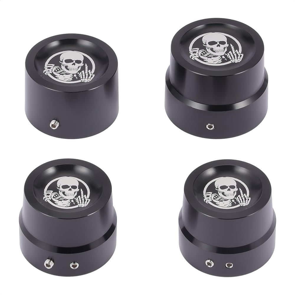 Front + Rear Cover Cap Nut Bolt Aluminum CNC Front Axle Nut Cover Cap Skull Style Compatible with Harley Sportster XL 883 1200 Pack of 4