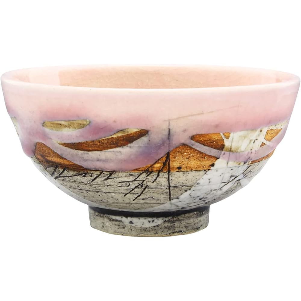 Mino Ware "Hideki Hayashi" Line Engraved Rice Bowl, Tea Bowl, Approximately 12cm Diameter, Tableware Pair Set, Set of 2 (Blue/Peach), Made in Japan, 119-0022p