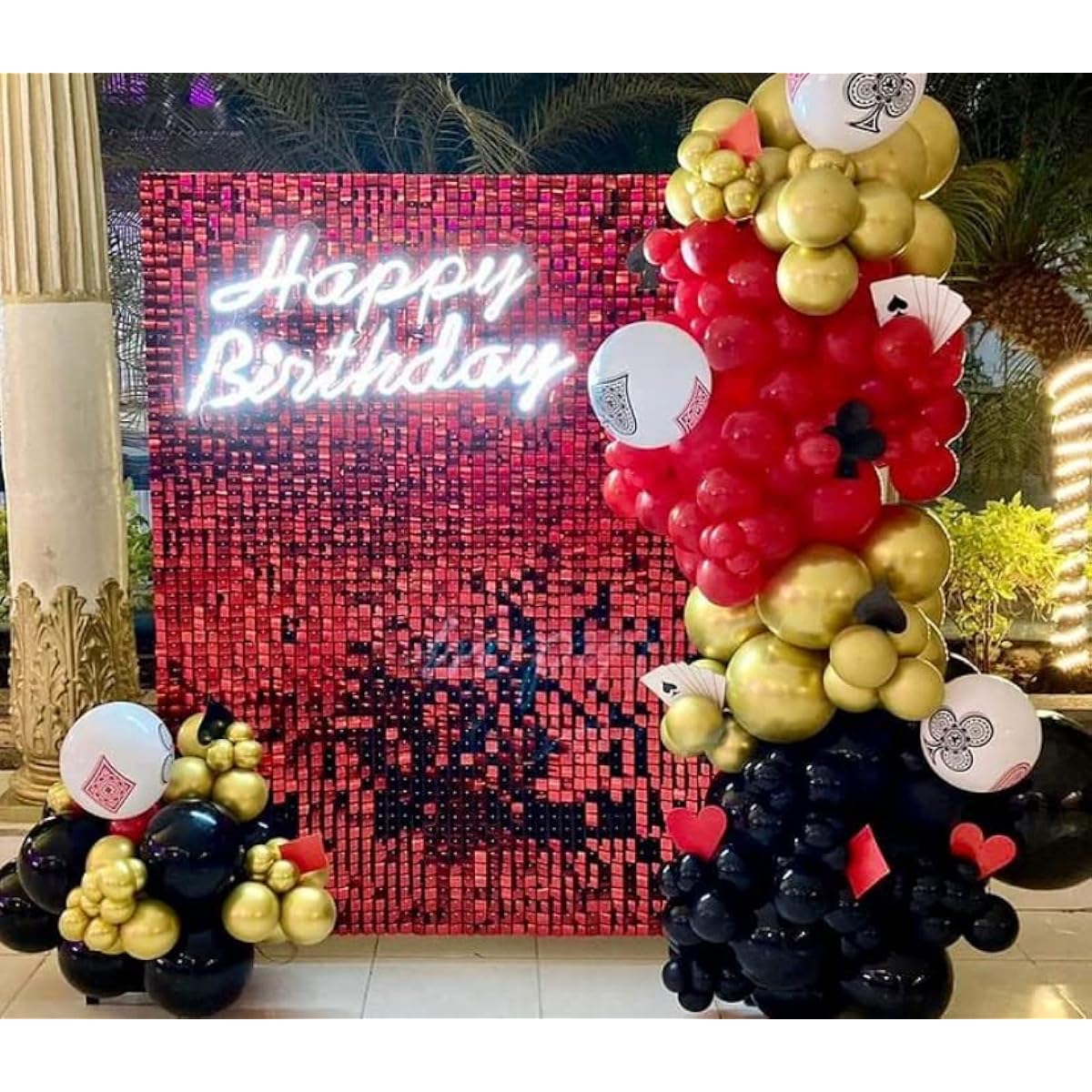 Glitter Wall Backdrop Panels - Decorative Panels | Wedding Birthday Anniversary Engagement Bridal Shower Party Decoration (15 Pieces-Red)
