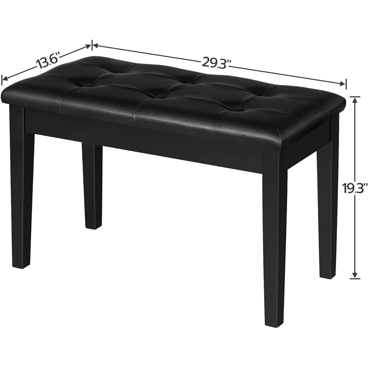 HOOBRO Duet Piano Bench with Padded Cushion and Storage Compartment Music Seat Music Bench Piano Stool Vanity Chair 300lb Capacity 11.5 x 13.6 x 19.3 inches Black BB26QD01