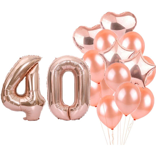 40th Birthday Decorations Party Supplies, 40th Birthday Balloons Rose Gold, Number 40 Mylar Balloons, Latex Balloon Decorations, Wonderful 40th Birthday Gifts for Girls, Photo Props.