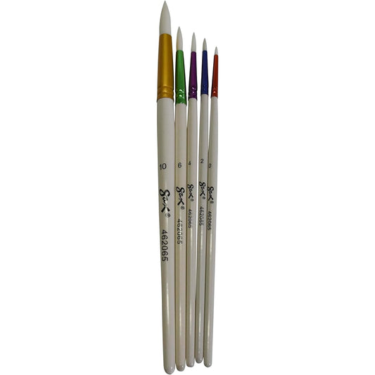 Saks TrueFlow Spectrum Watercolor Brushes - Assorted Round Sizes - Set of 5 - White