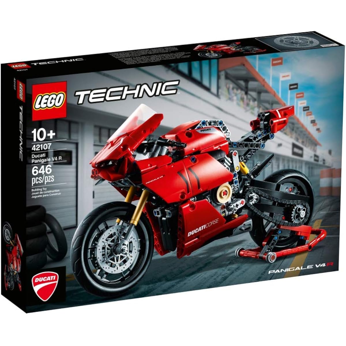 LEGO Technic: Ducati Panigale V4 R 42107 (646 Pieces) 2020 with Valinor Frustration-Free Packaging