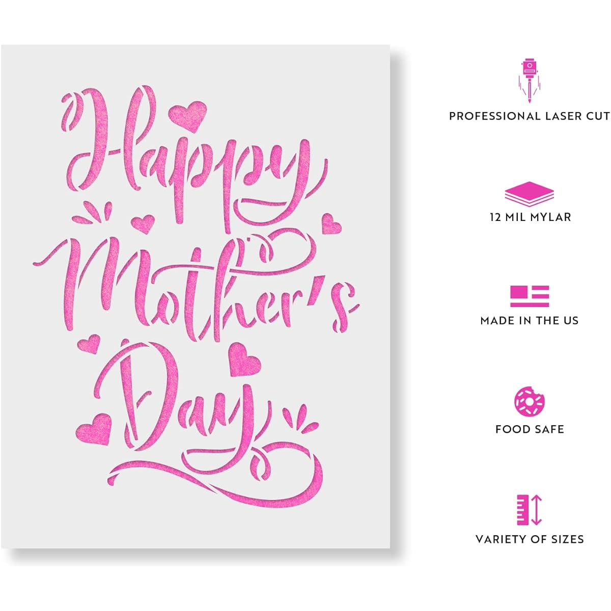 Happy Mothers Day Stencils - Reusable Painting Stencils - DIY Happy Mother's Day Home Decorations