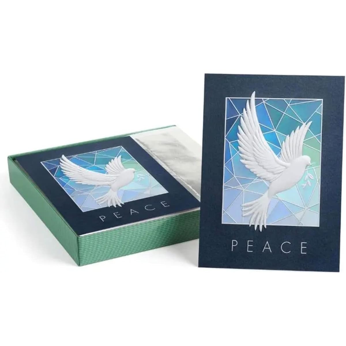 Masterpiece Studios Stained Glass Dove Peace - 16 Greeting Cards and 16 Envelopes