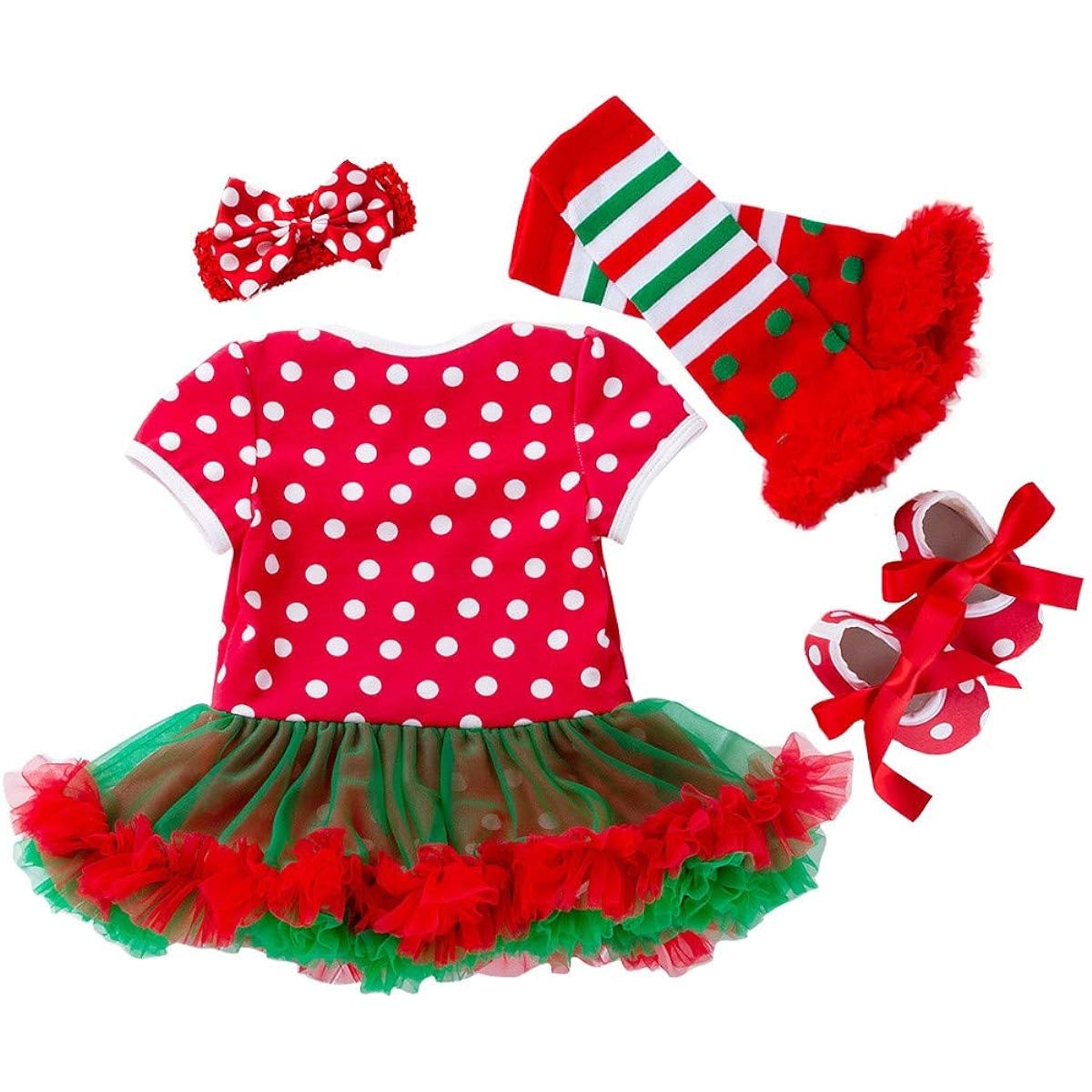 FANCYINN Baby Girl's First Christmas Costume Elf Lil Outfit Newborn Christmas Onesie
