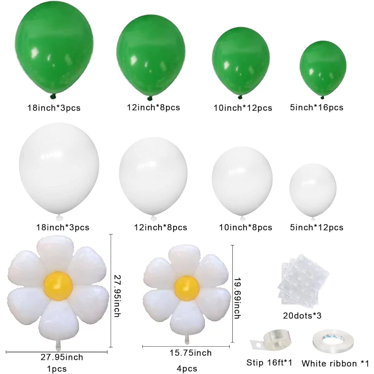 White Green Balloon Garland Kit Arch Baby Shower Different Size Latex Balloons Decorations Happy Birthday Party Wedding Jungle Decorations