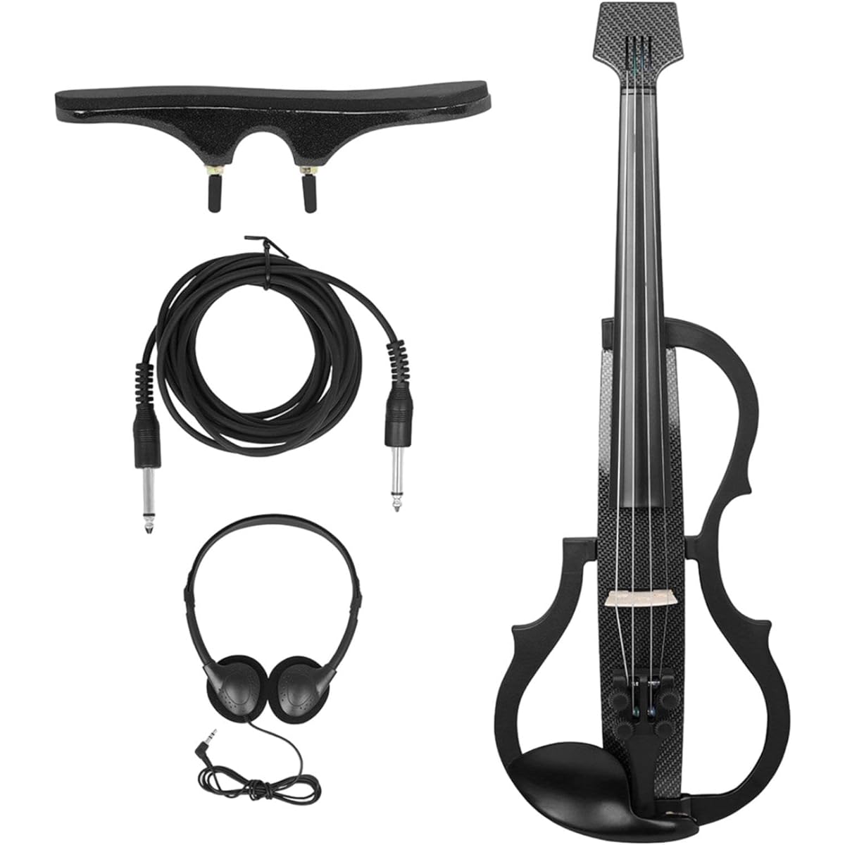 Oshhni 4/4 Electric Violin with Rest, Headphones, Carbon Fiber Panel, Advanced String Instrument for Teens and Kids, Style D