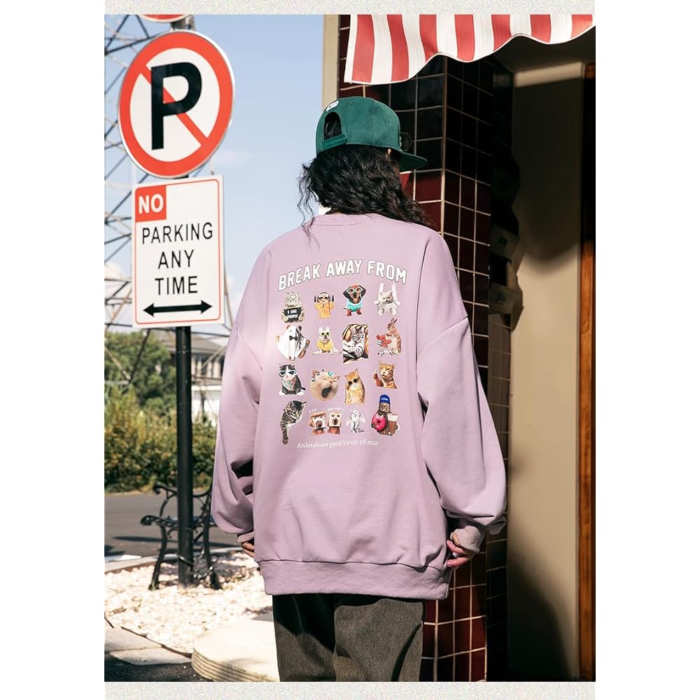 [Joukoyo] Sweatshirt, Unisex, Sweatshirt, Cat, Back Print, Autumn Clothes, Hoodie, Long Sleeve