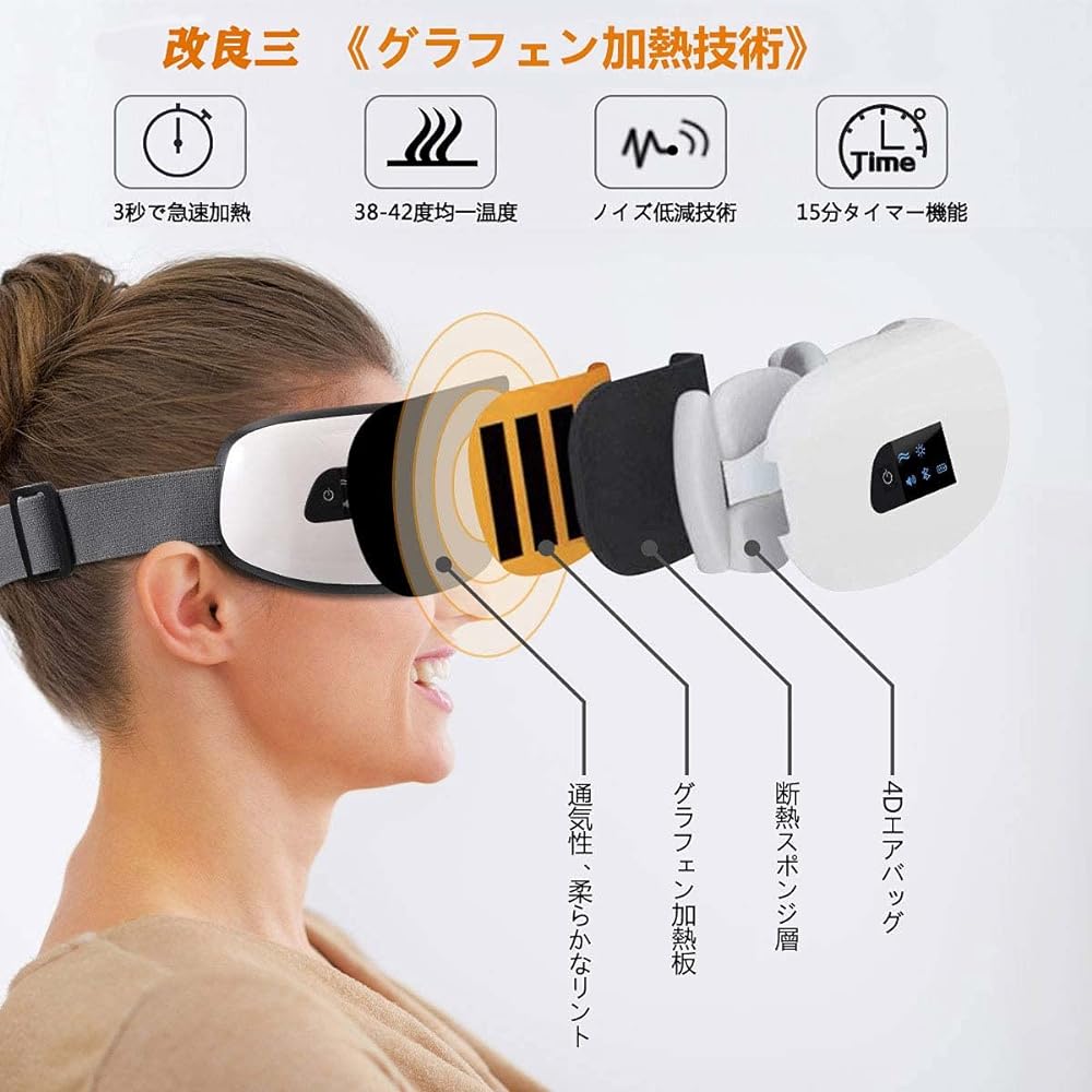 Eye beauty eye warmer unisex eye care (unique active negative ions 4D airbag latest graphene heating technology) music function 1200mah battery USB charging Respect for the Aged Day Father's Day Friends Gift Skilled Factory