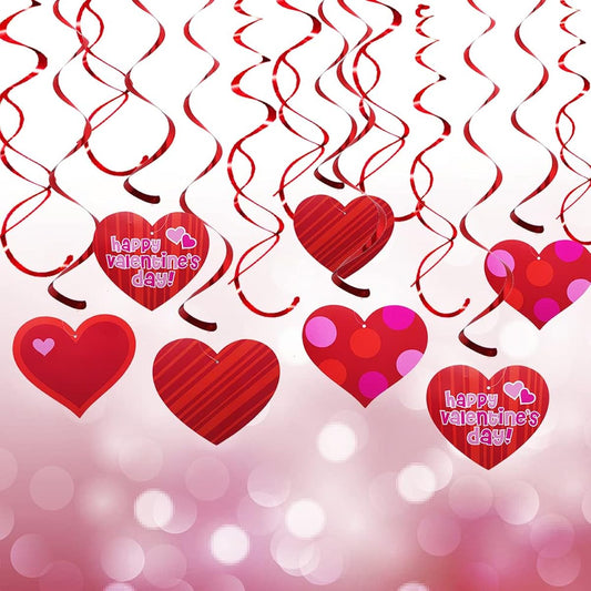 4 Pieces Valentine Banner Red Pink Heart Garland Banner - Valentine's Day Decorative Banner Valentine Party Decoration Anniversary Home Hanging Decoration Supplies