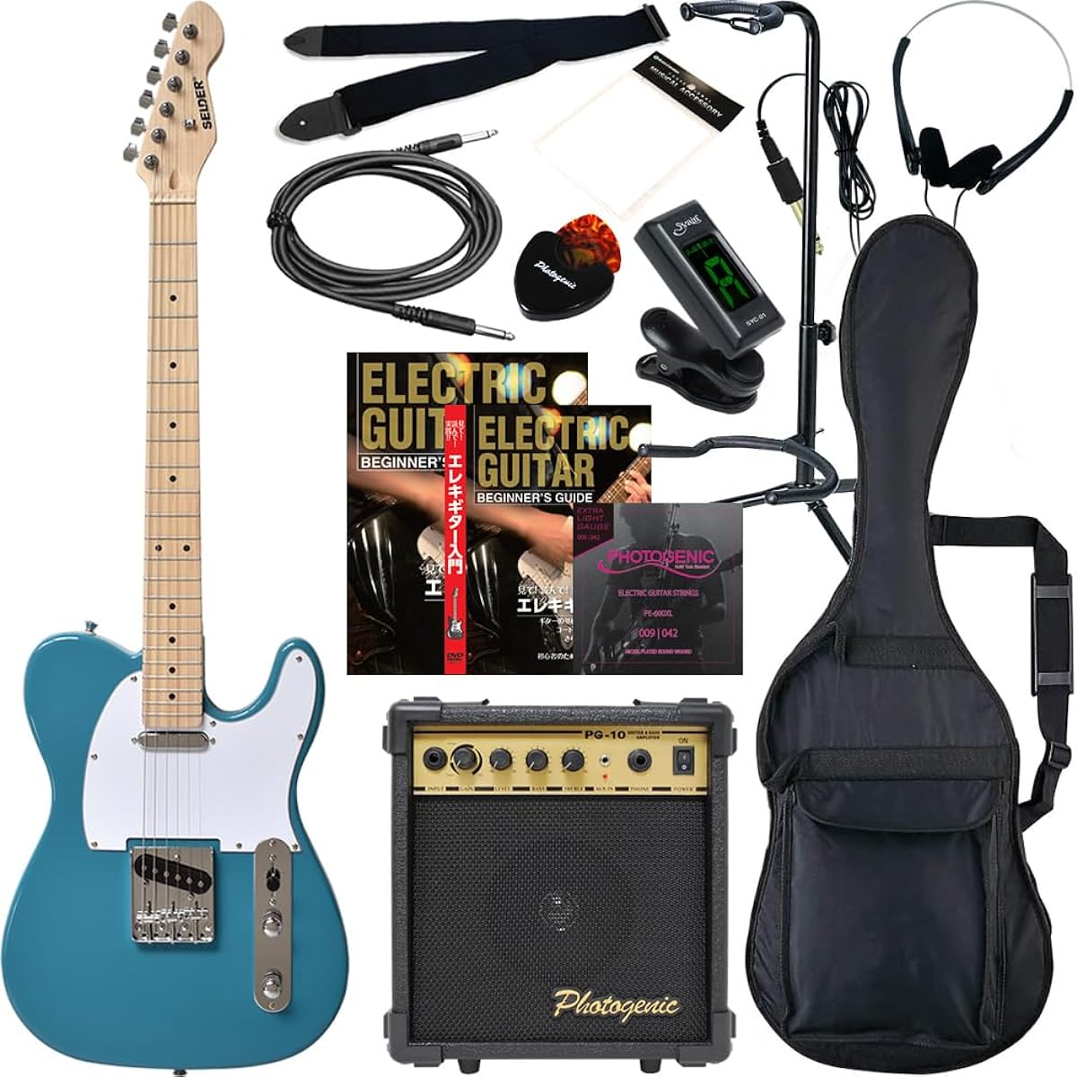 SELDER Electric Guitar Telecaster Type TL-17/DB Duck Blue Beginner 13-piece Set