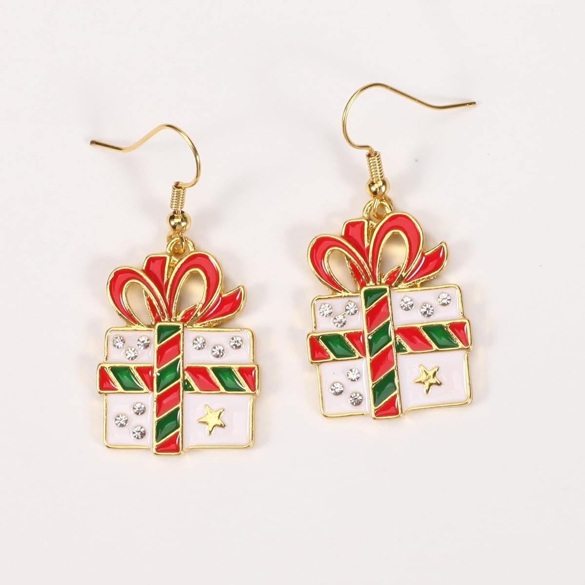 Christmas Earrings for Women Funky Antler Snowflake Crutches Snowman Christmas Tree Santa Claus Butterfly Earrings 5 Point Star Red Green Zircon Earrings Hollow Round Jewelry Earrings
