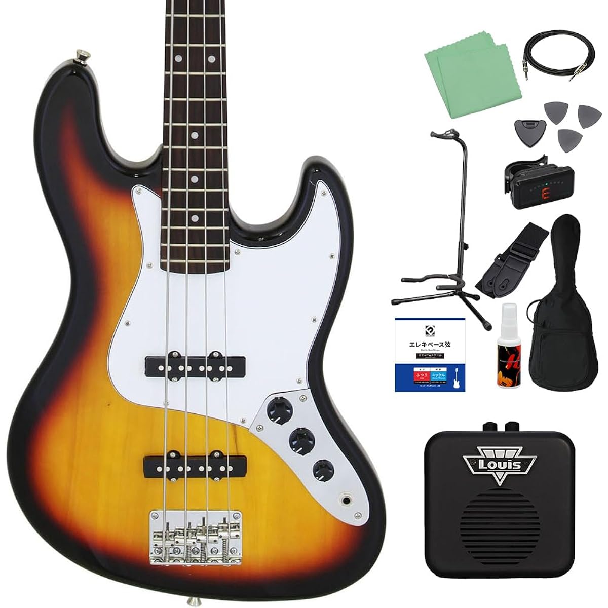 LEGEND LJB-Z 3 Tone Sunburst Bass Beginner 12-piece Set [With Mini Amplifier] Jazz Bass Type Legend