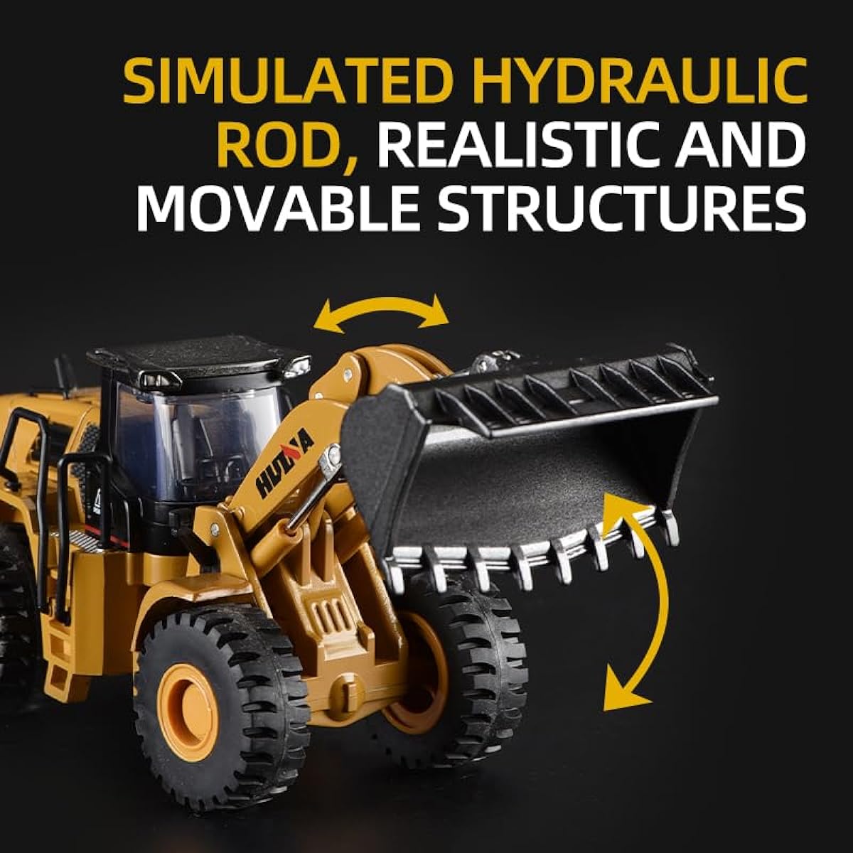 Qcar 1/50 Wheeled Loader Heavy Duty Construction Metal Bulldozer Loader Car Toy Outdoor Sandbox Car Toy Birthday Gift for Toddlers Boys Kids