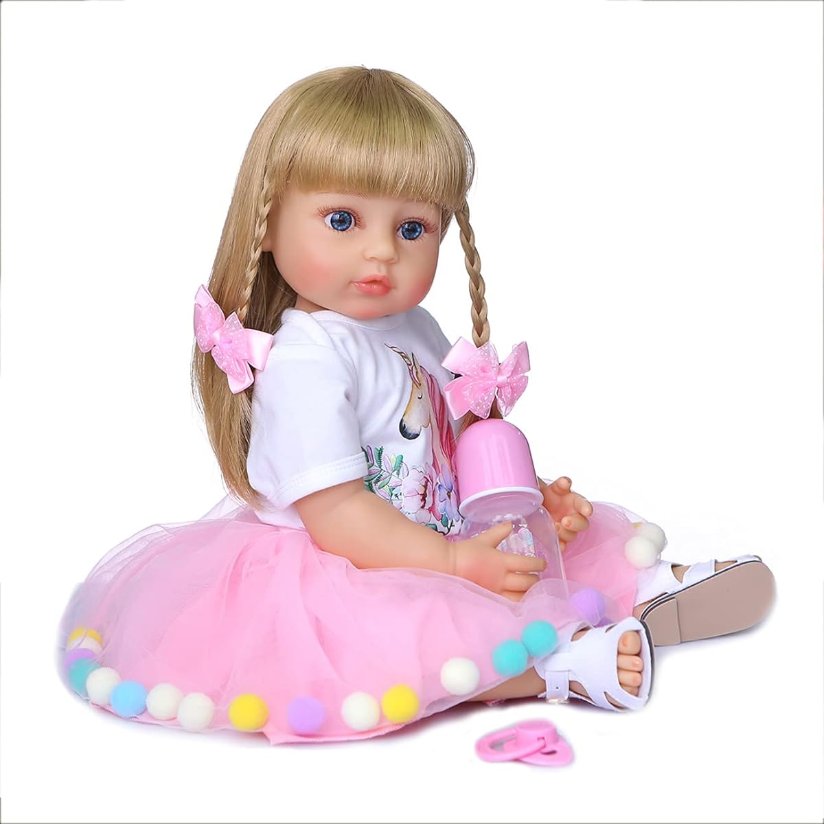 Wamdoll 22inch 55cm Realistic Sweet Face Real Baby Size Reborn Toddler Newborn Girl Doll Silicone Vinyl Full Body Kids Birthday