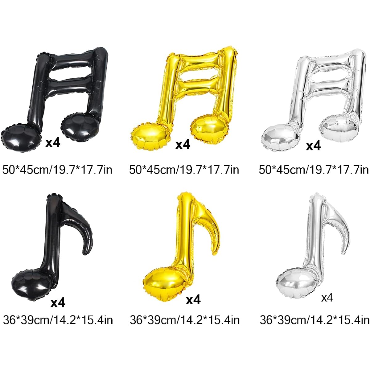 Kawailay Musical Notes Foil Mylar Balloons 24 Pieces Music Theme Balloons Music Birthday Party Balloons Birthday Dance Wedding Anniversary Graduation Baby Shower Party Decoration - Black Gold Silver