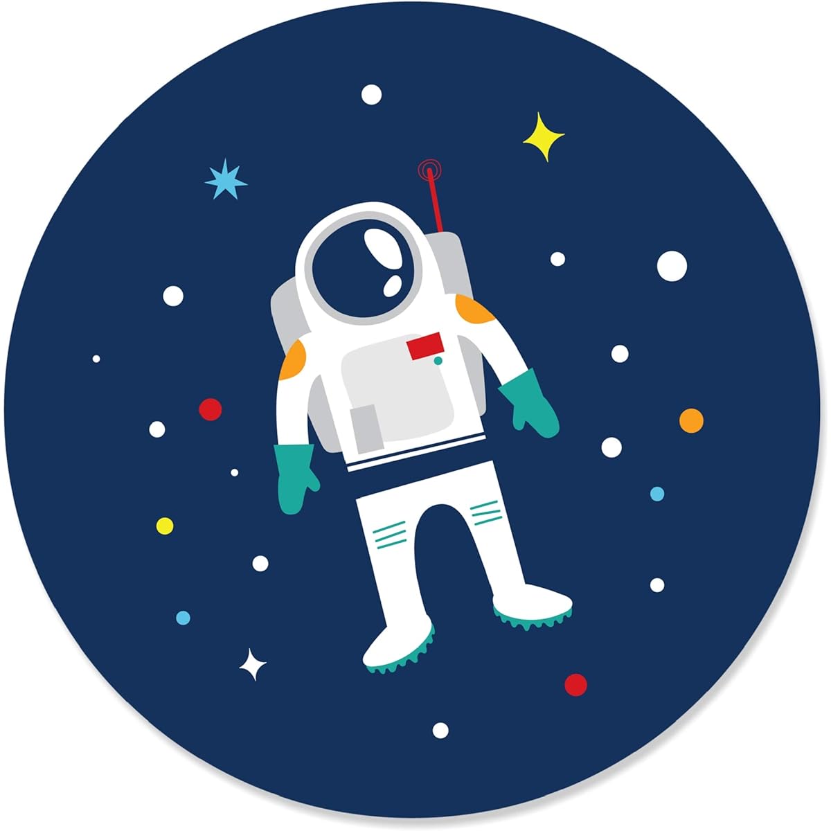 Blast Off to Outer Space - Rocketship Baby Shower or Birthday Party Circle Sticker Labels - 24 Count