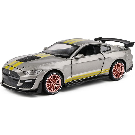 Speed and Ares Mustang 1:32 Scale Alloy Toy Car Diecast Model Decorative Steering Suspension Mini Vehicle Toys for Kids Boyfriend Gifts (Grey)