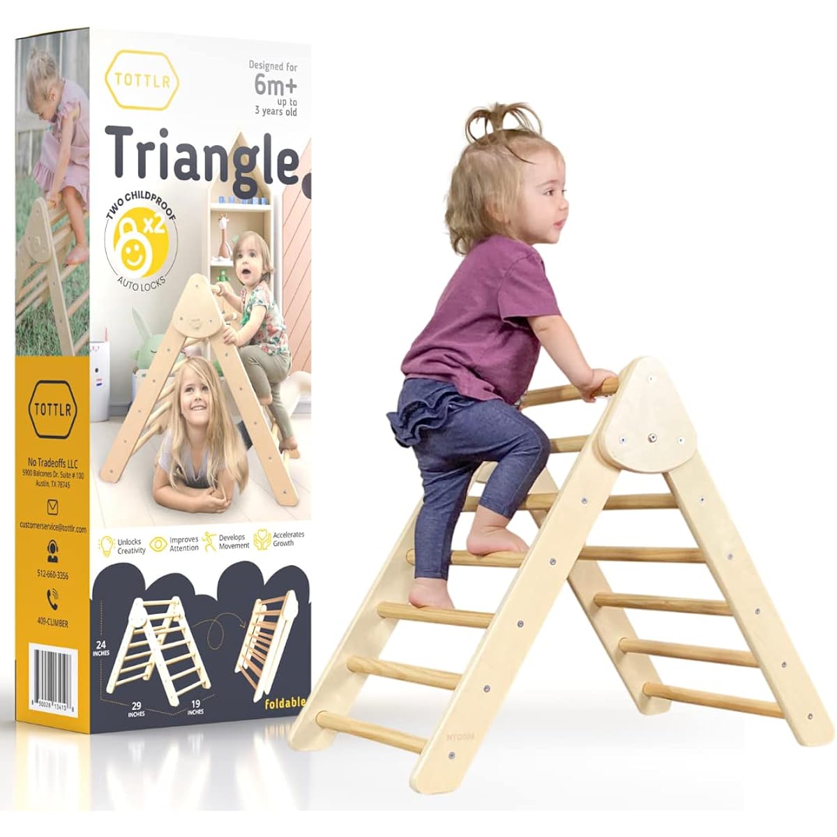 Tottlr Foldable Piccler Triangle Climber (Triangle Only) - Premium Package - Small - CPSIA Certified Safe - Montessori Waldorf Climbing Triangle - Toddlers 6 Months - 2 Years