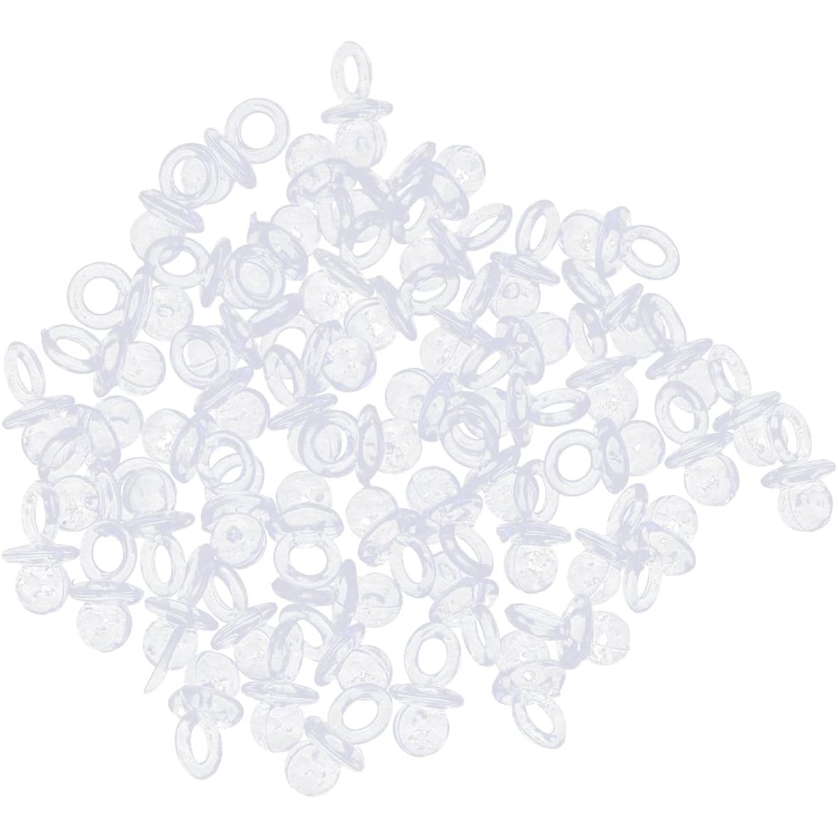 Abbraccia 144 Set Mini Pacifier Charms Baby Shower Baptism Party Table Scatter Decorations - Clear, As Described