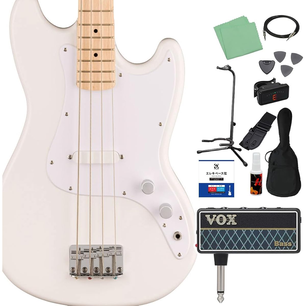 Squier by Fender SONIC BRONCO BASS Arctic White 12-piece bass beginner set [with headphone amplifier] Short scale Maple fingerboard Squier/Squier