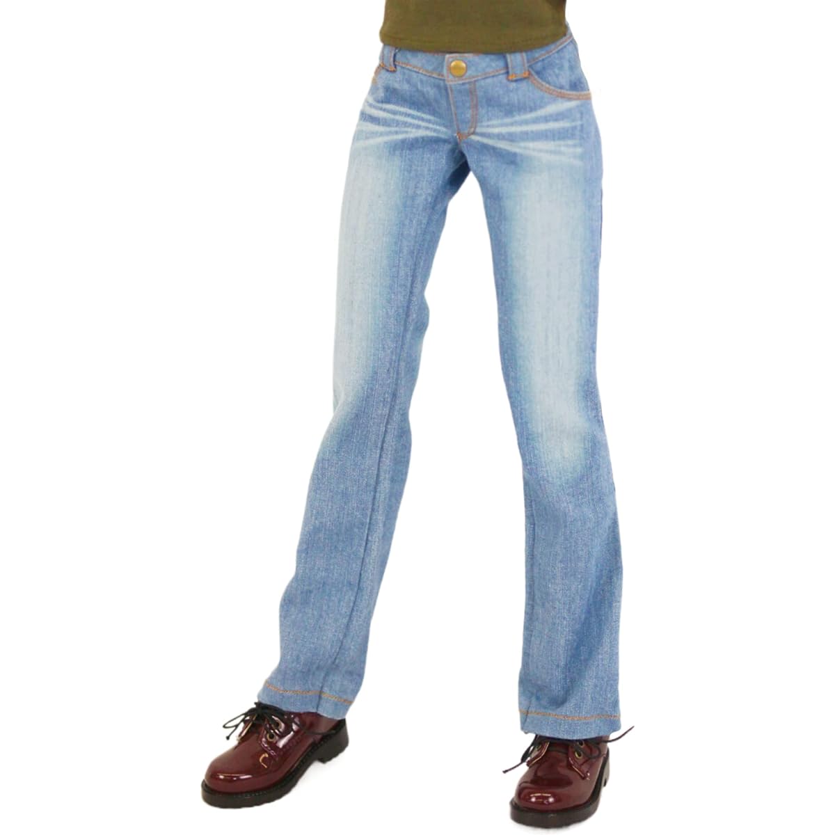 [Petite Marie] 1/3 DD compatible Okayama processed straight jeans light blue KOJIMA processed jeans processing low rise stretch denim vintage processing standard 60cm doll BJD doll clothes [Petite Marie] [No.0130]