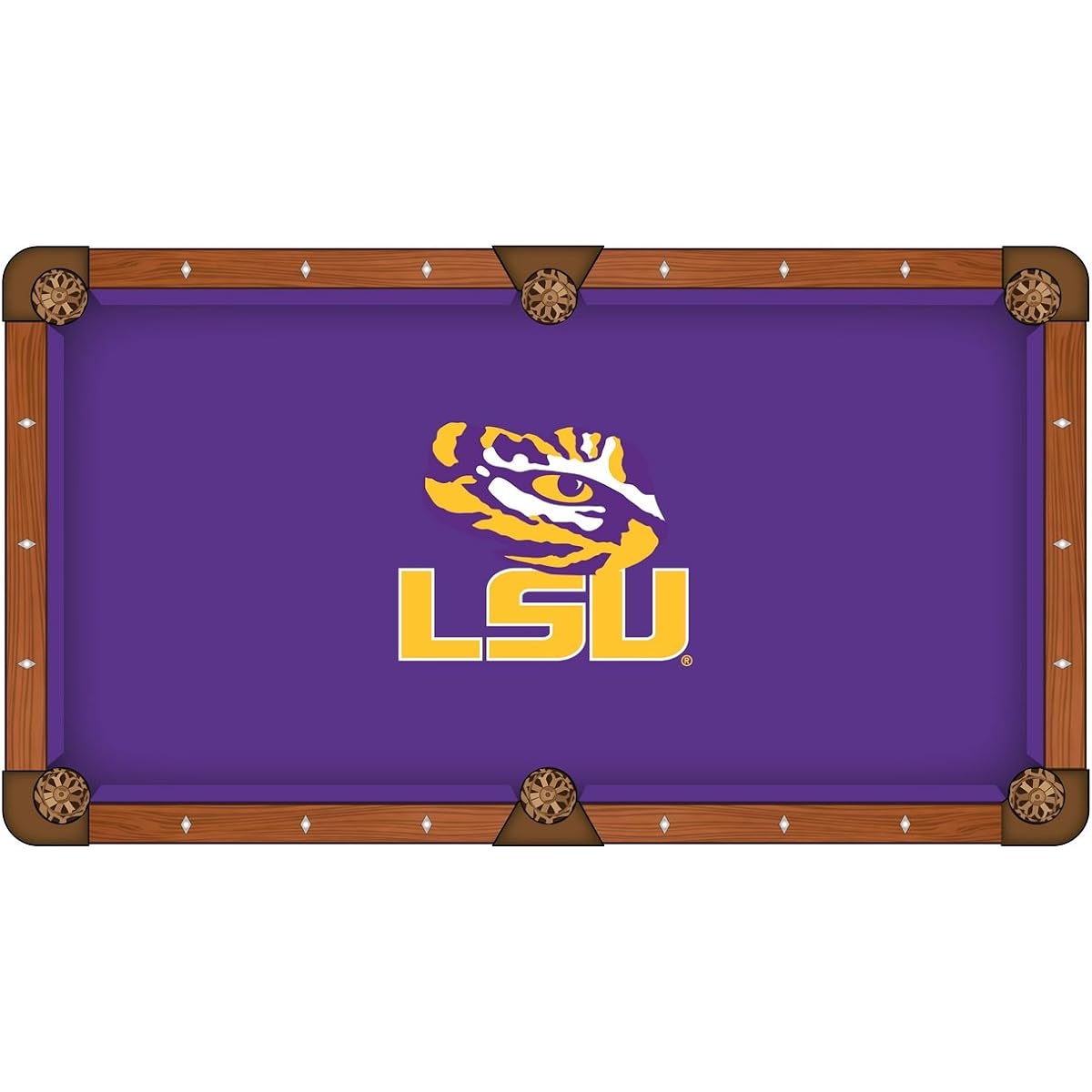 LSU Tigers HBS Purple with Yellow Logo Billiard Pool Table Cloth