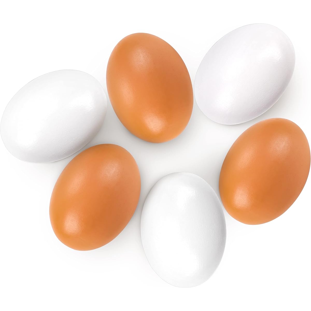 6pcs Wooden Fake Nesting Eggs Easter Eggs for Crafting/Home Decoration/Patting Laying Hens (Brown White)
