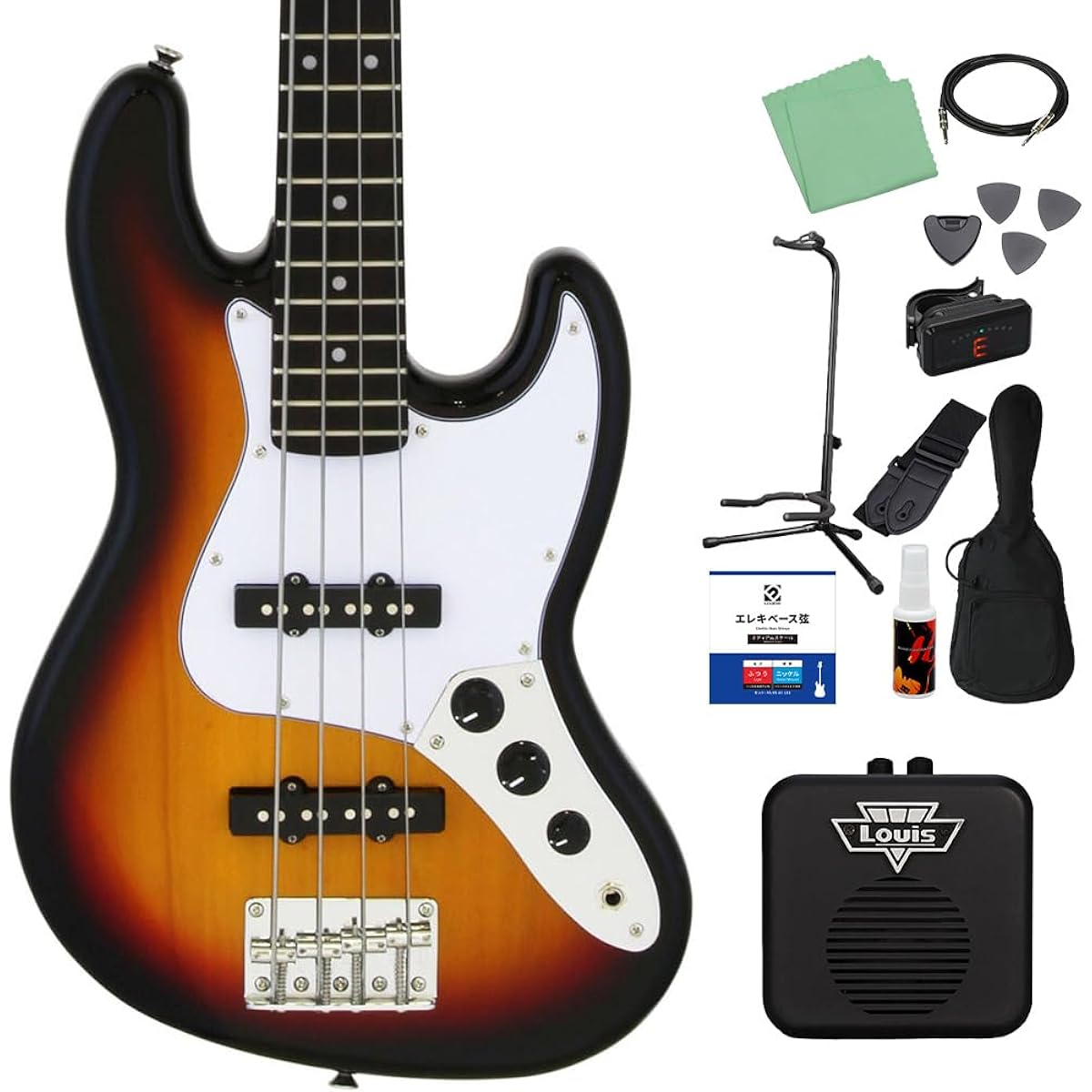 LEGEND LJB-MINI 3 Tone Sunburst Bass Beginner 12-piece Set [With Mini Amp] Mini Size Legend