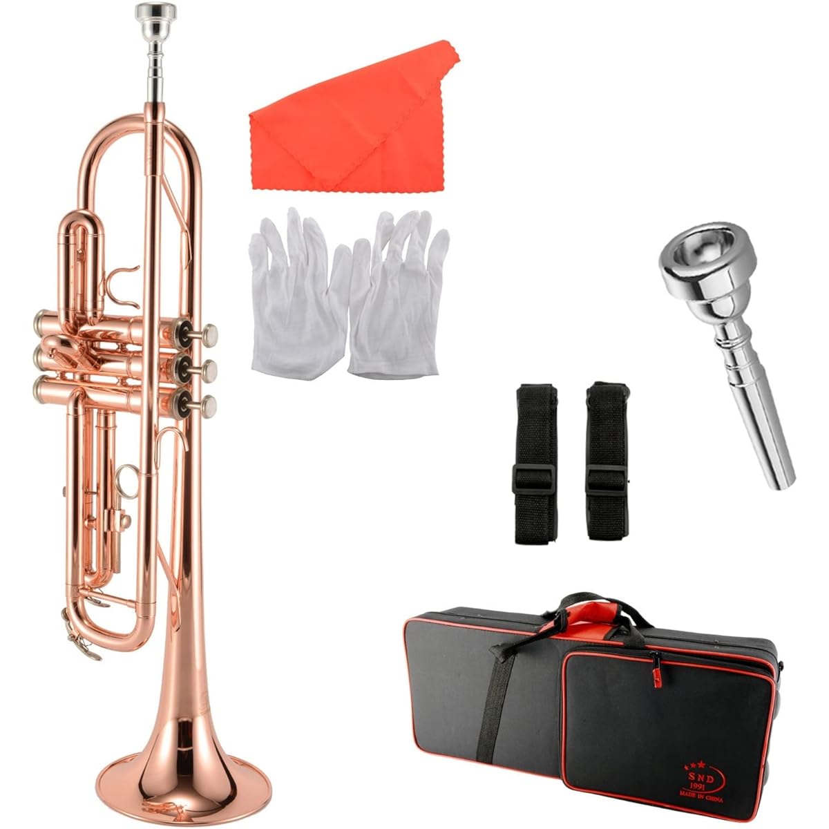 Trumpet Brass Tube B Flat Trumpet Rose Gold Treatment Three Tone Trumpet Trumpet Instrument