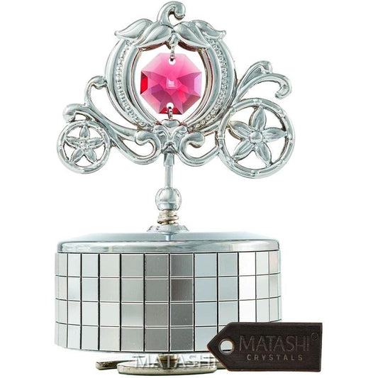 24K Gold Plated Princess Carriage Music Box "You are my sunshine" | 24K Gold Plated Table Top Ornament w/ Matashi Crystal | Home, Bedroom Decor | For Women, Ladies, Girls