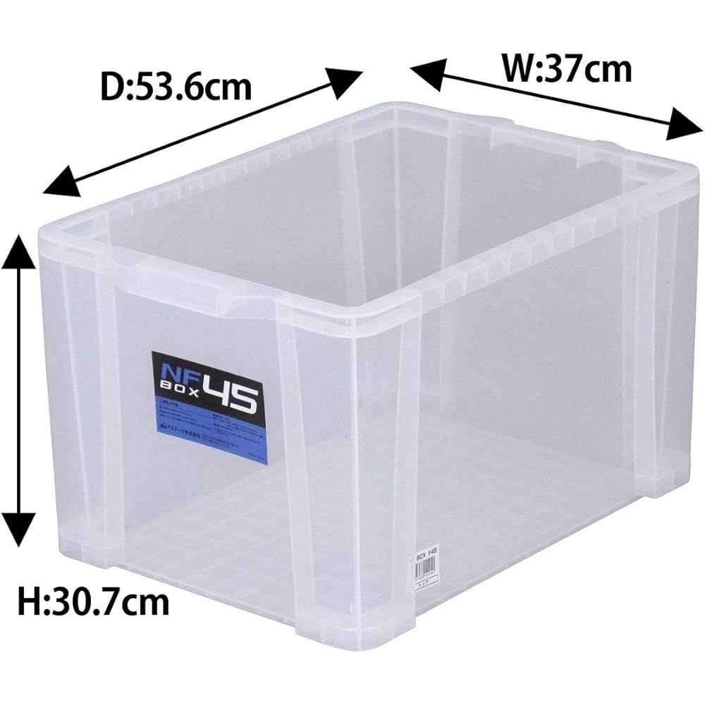 JEJ Astage Storage Box NF Box #45 Clear Depth 53.6 x Height 30.7 x Width 37cm Set of 6