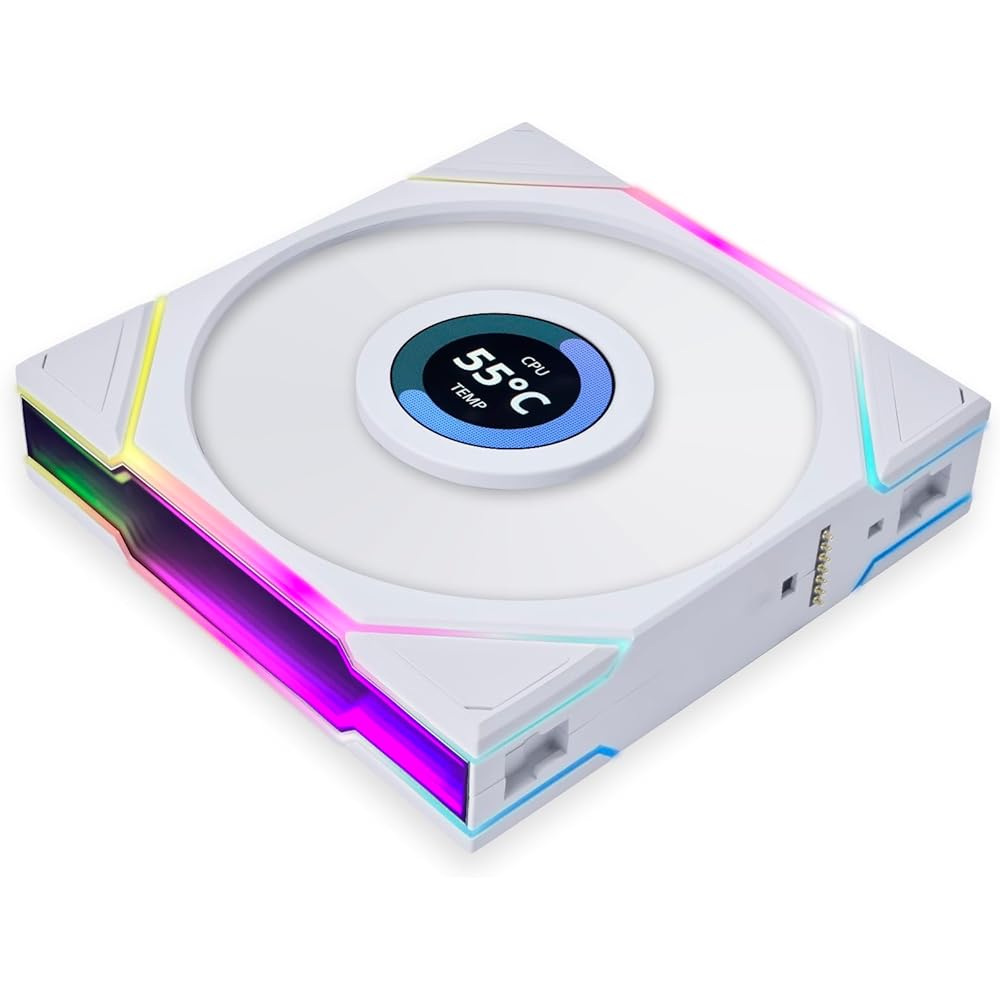 LIANLI Case Fan UNI FAN TL LCD 120 Reverse Blade WT Single Pack Blade Reversal Model Equipped with 1.6 inch LCD Screen Daisy Chain Connection Infinity Mirror Side Frame Japanese Authorized Distributor Product