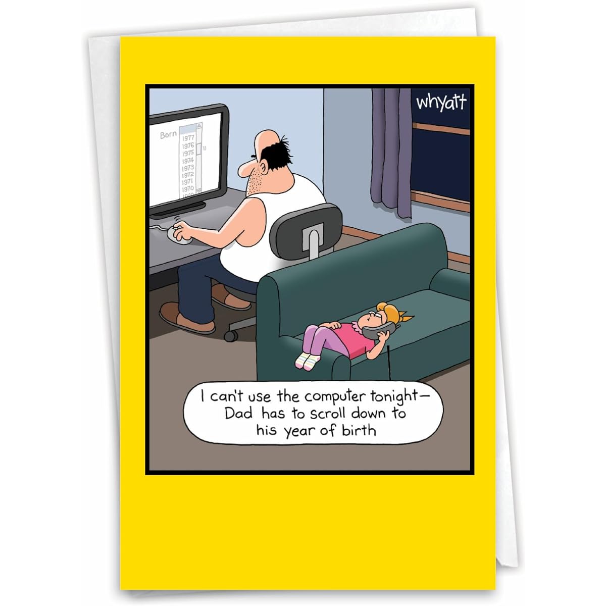 NobleWorks - 1 Cartoon Birthday Greeting Card Funny - Hilarious Birthday Notecards with Envelopes Comic Humor Celebration - Age Scrolling C3679BDG