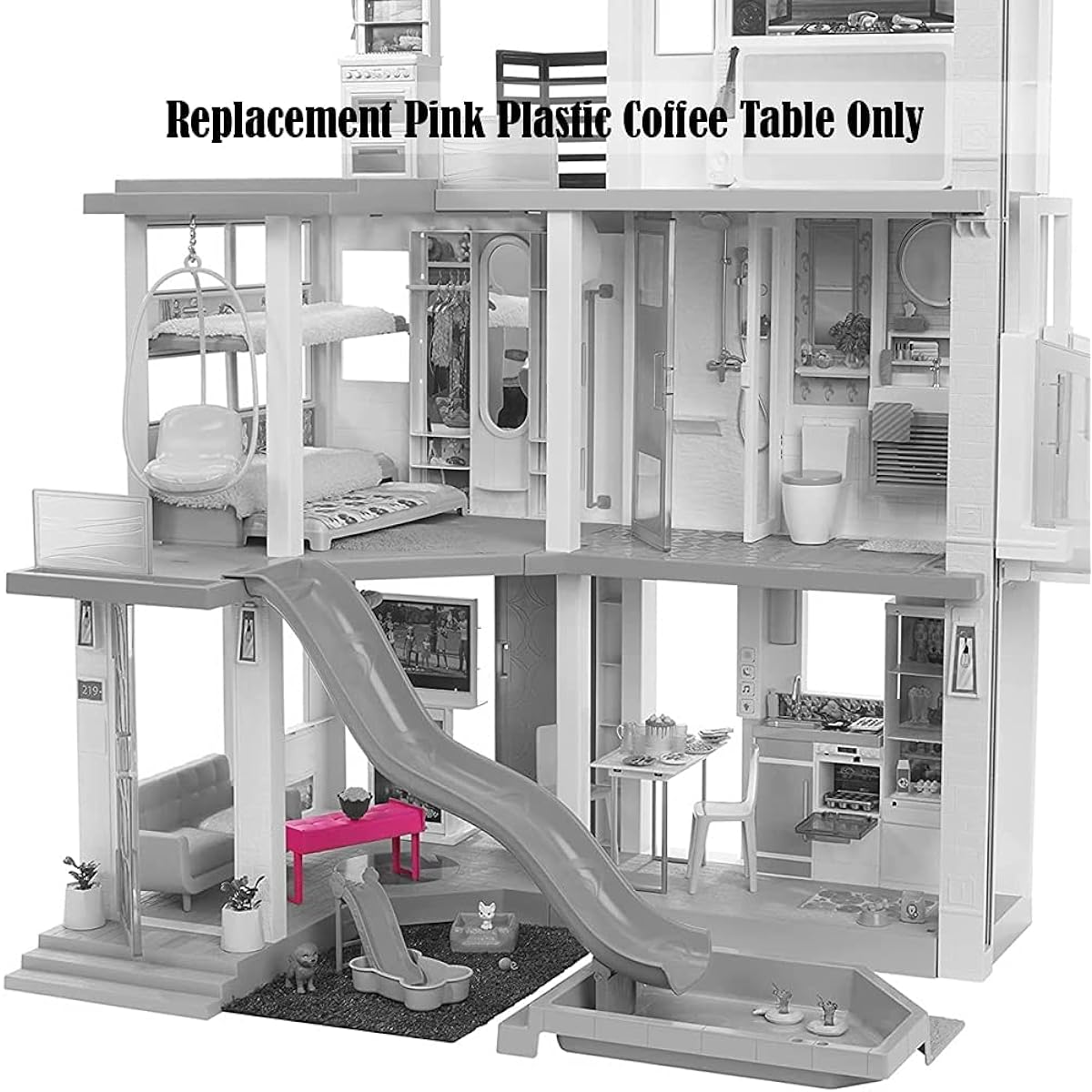 Barbie Replacement Parts Dreamhouse Playset - GRG93 Doll Size Pink Plastic Coffee Table